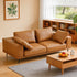Modern Deep-Seated Sofa, Two-seater, Faux Leather, Brown - Brown PU leather
