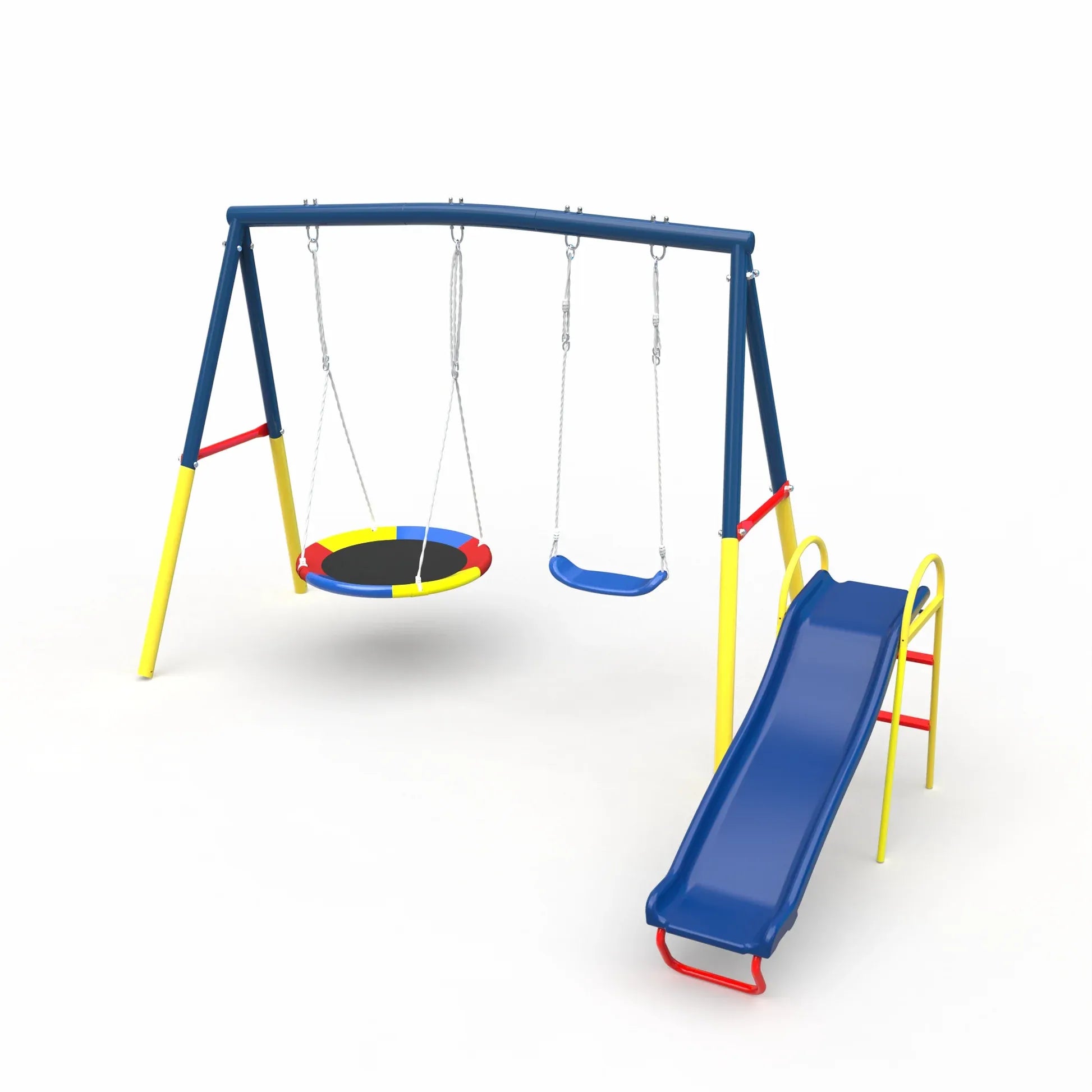 Swing Sets with Kids Slide for Backyard Outdoor, Metal and PE