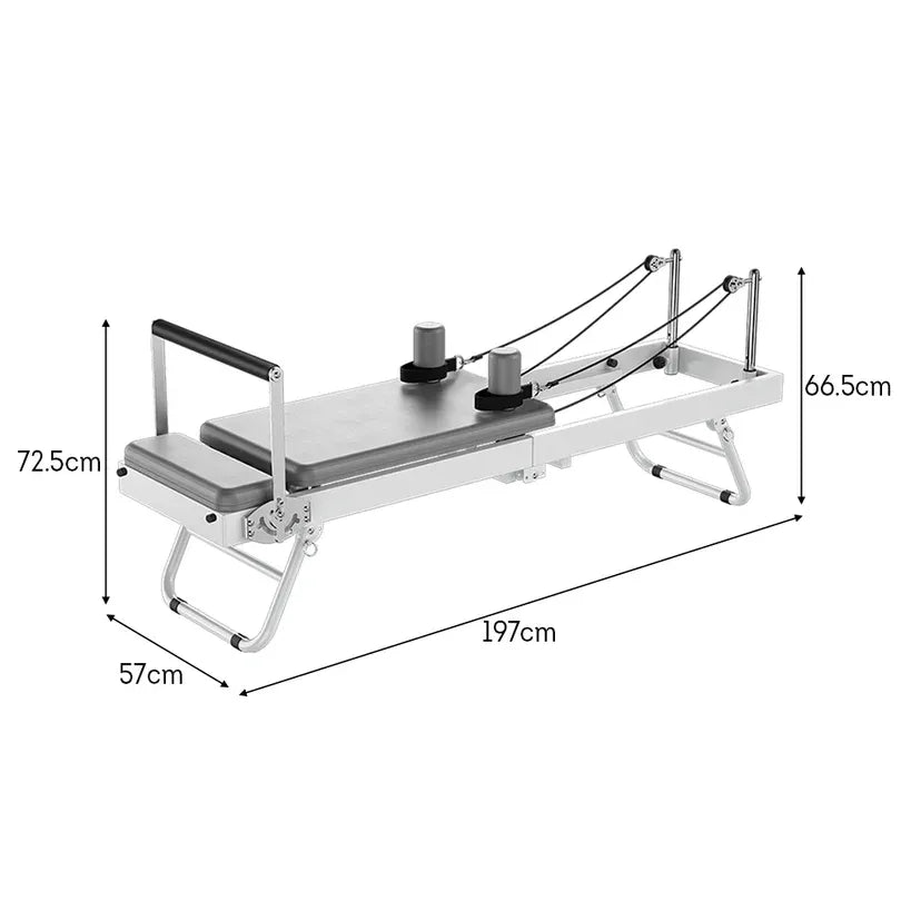 Foldable Pilates Reformer, Silent Resistance with Adjustable Steel Frame