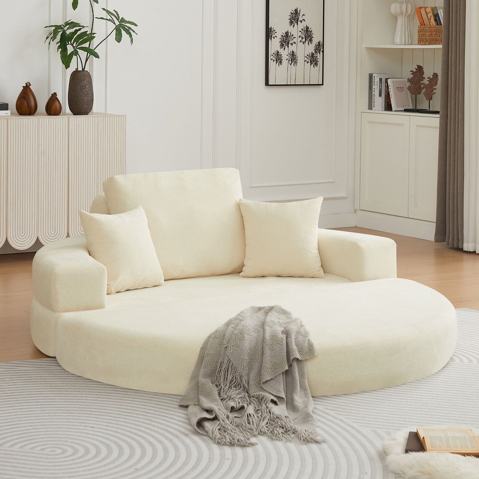 Multifunctional Round convertible Sofa Bed(Compressed Packaging) - Beige