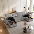 Oversized U Shaped Plush Corduroy Fluffy Sectional Sleeper Sofa - Grey