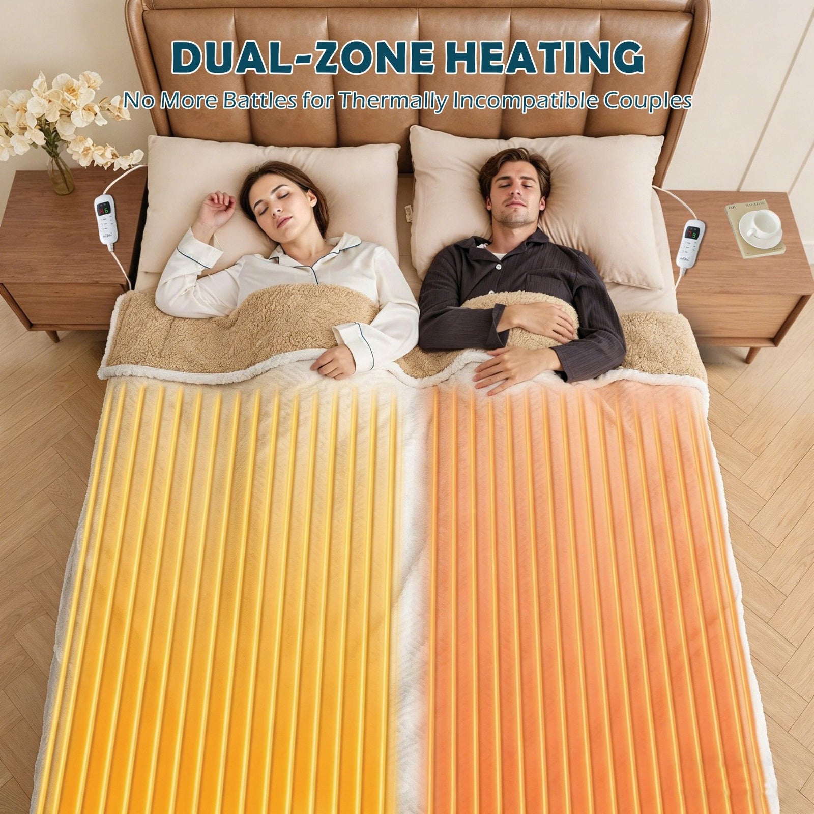 Electric Heated Mattress Pad Blanket with Dual Control & 9-Hour Auto Off & 9 Heat Settings, Preheat Functions, Overheat Protection, Machine Washable Fully Fitted Electric Sheet(King)