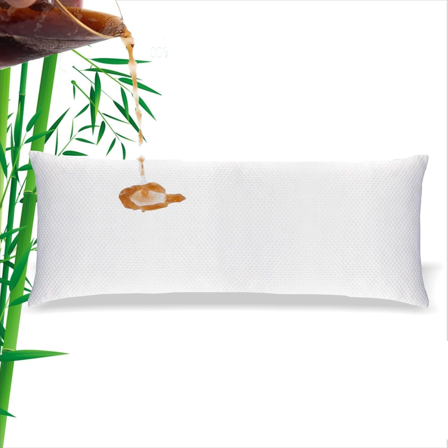 Bamboo Waterproof Body Pillow Protector 50x150cm Zippered Cover White