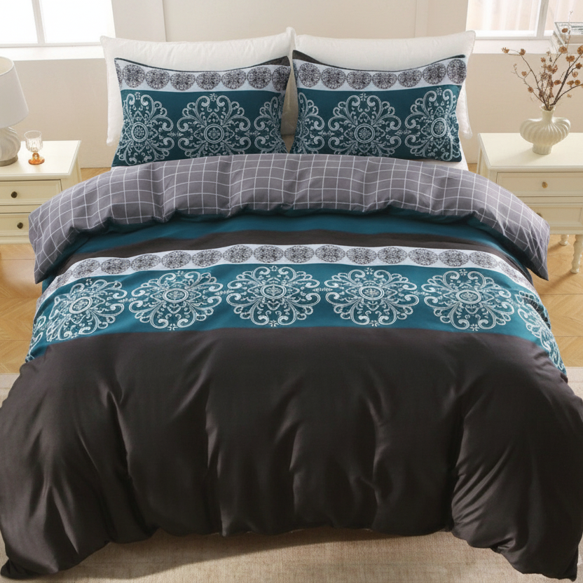 Double 3-Piece 2000TC Microfibre Quilt Cover Set Bohemian Duvet Bedding