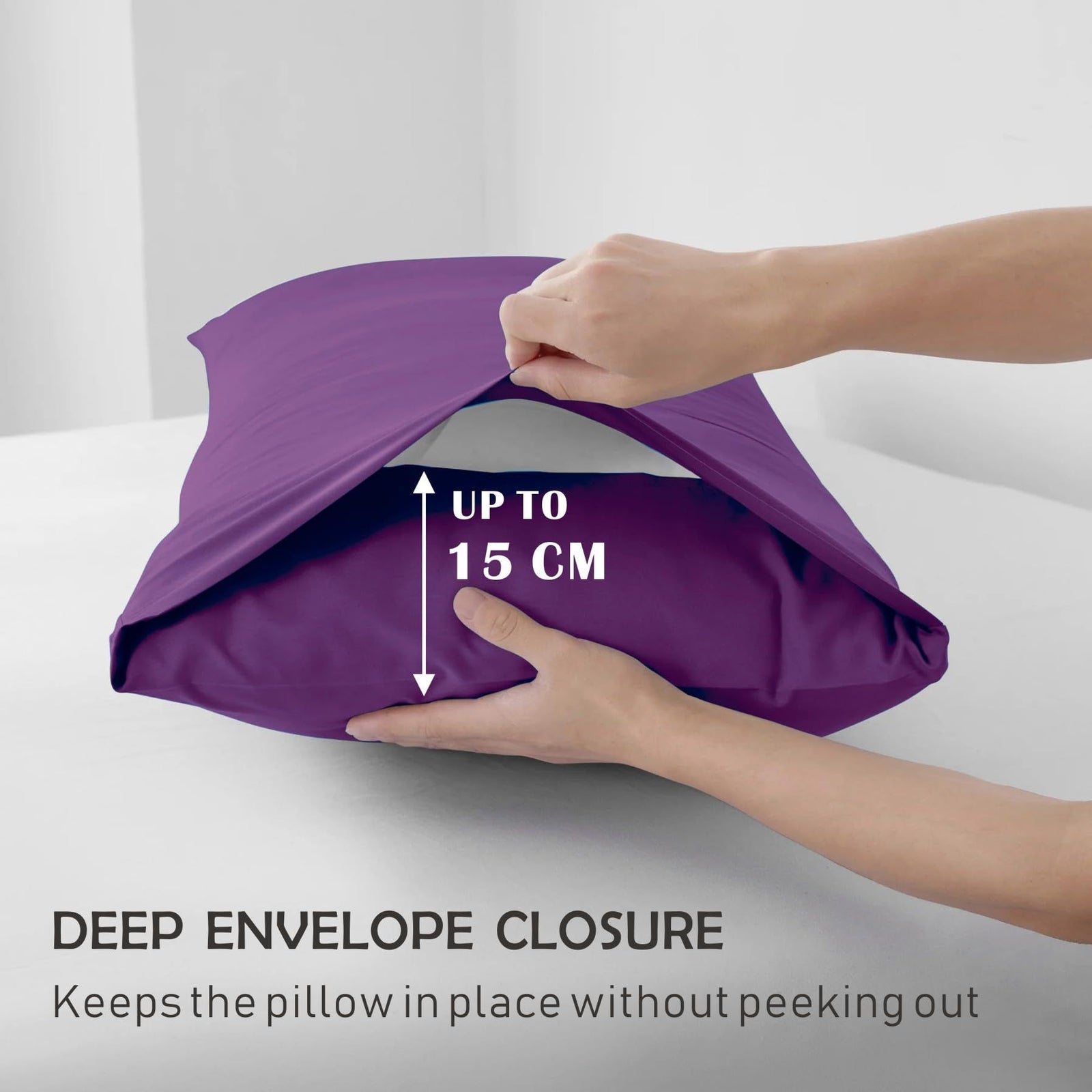 3 Piece Fitted Sheet Set- Fitted Sheet & Pillowcases -Breathable Bedding - Wrinkle, Fade, Stain Resistant- 40cm Deep Pocket Fitted Bed Sheet Set(Purple,Double)