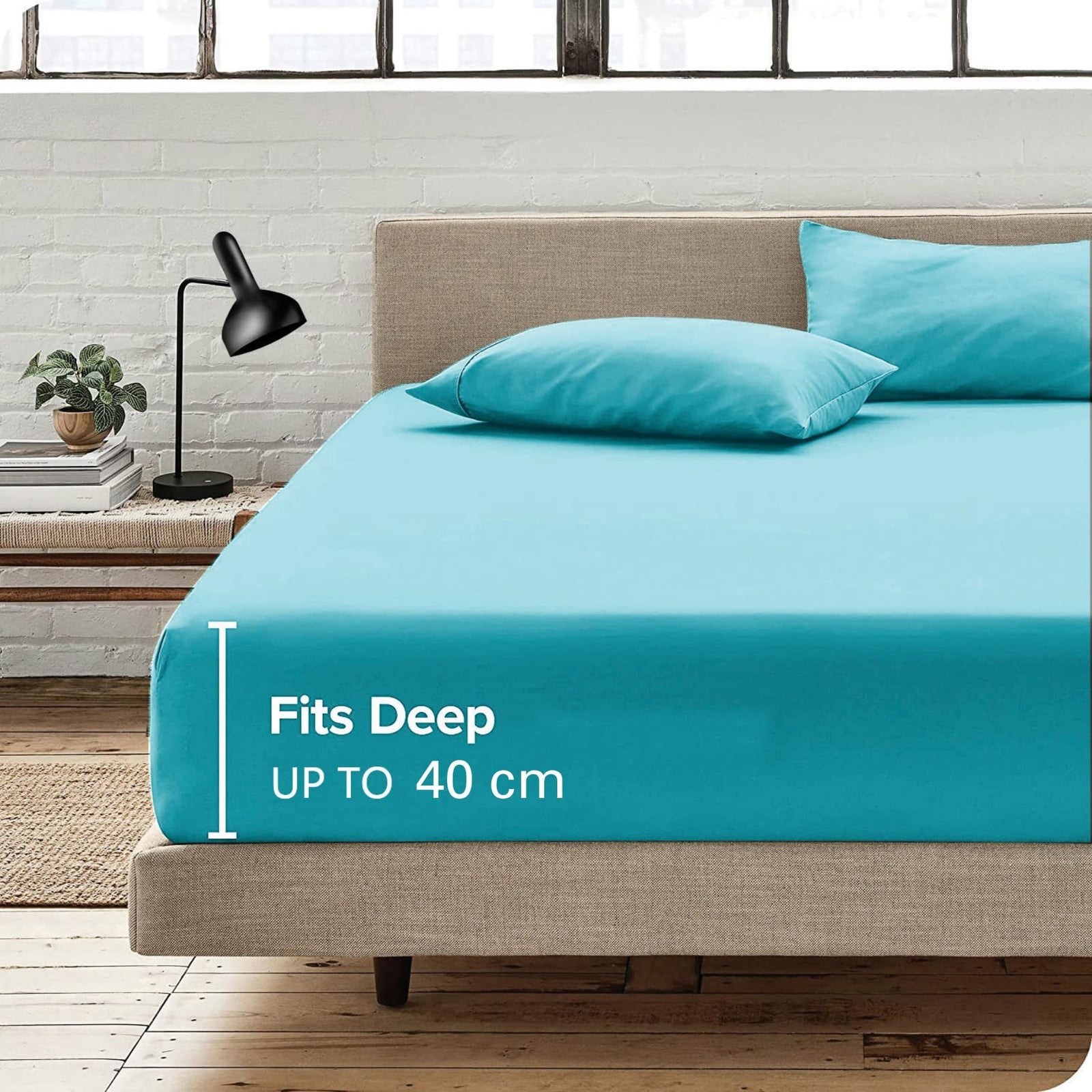 Hotel Quality Fitted Sheet - 1 Piece Fitted Sheet  -Breathable Bedding - Wrinkle, Fade, Stain Resistant- 16inch/40cm Deep Pocket Fitted Bed Sheet-Wrinkle and Fade Resistant,(Ice blue,Double)