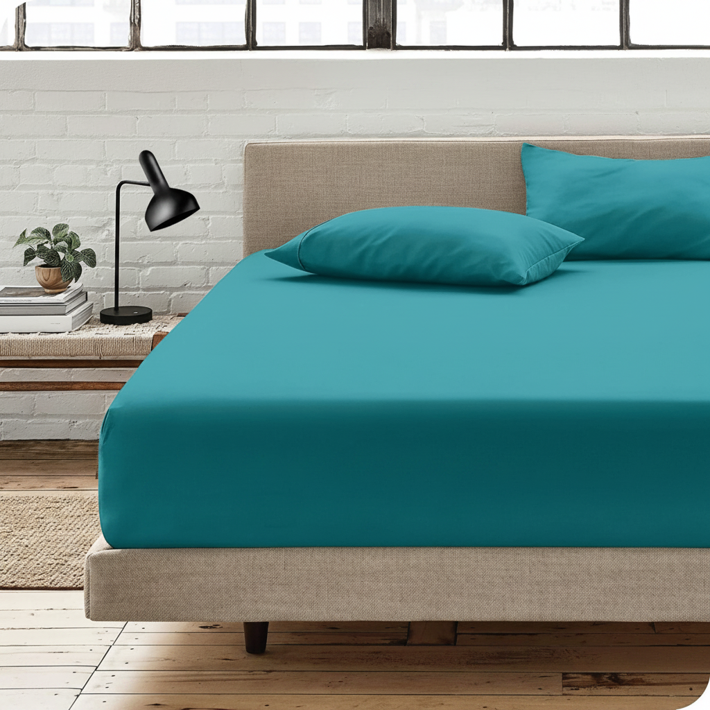Super King Fitted Sheet Biscay Blue Microfiber 40cm Deep Pocket