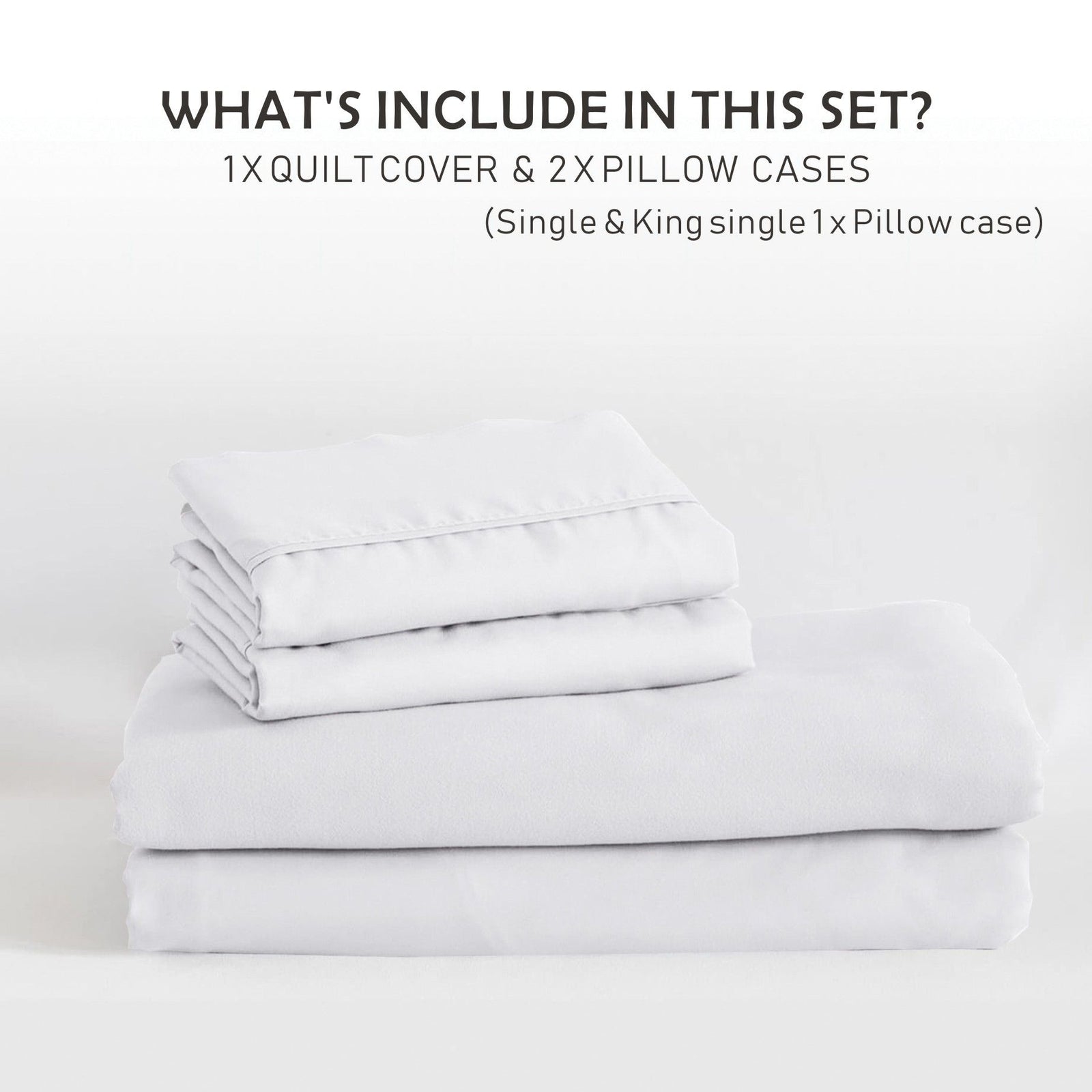 3 Piece Hotel Soft Microfiber Quilt Cover Set-2000TC Duvet/Donna Cover Set & Pillowcases -1 Quilt Cover Zipper Closure & 1 x Pillowcases-Breathable Bedding - Wrinkle, Fade, Stain Resistant(White,King)