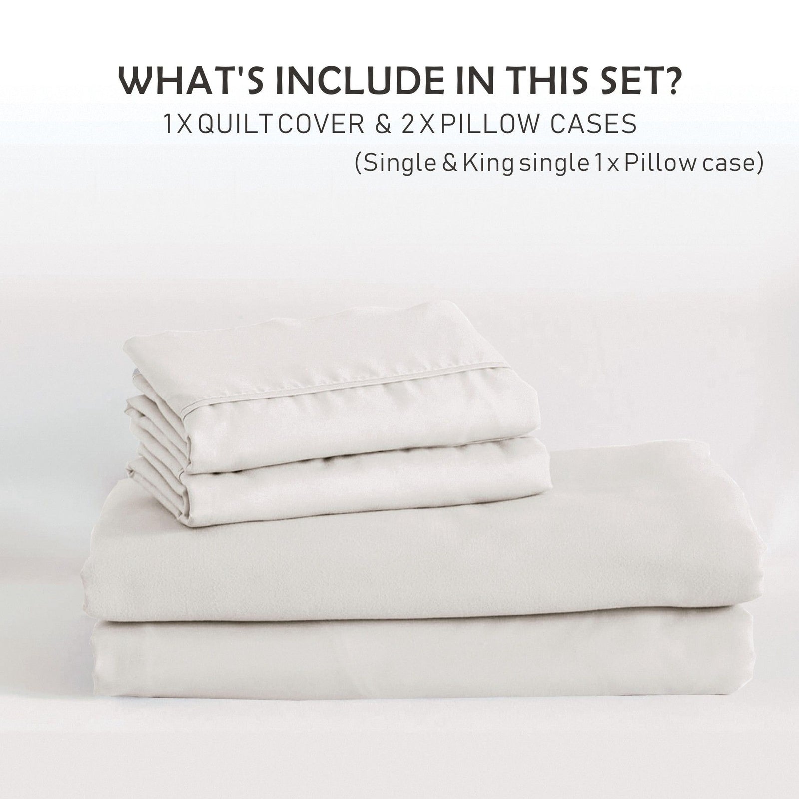 3 Piece Hotel Soft Microfiber Quilt Cover Set-2000TC Duvet/Donna Cover Set & Pillowcases -1 Quilt Cover Zipper Closure & 1 x Pillowcases-Breathable Bedding - Wrinkle, Fade, Stain Resistant(Raw white,King)