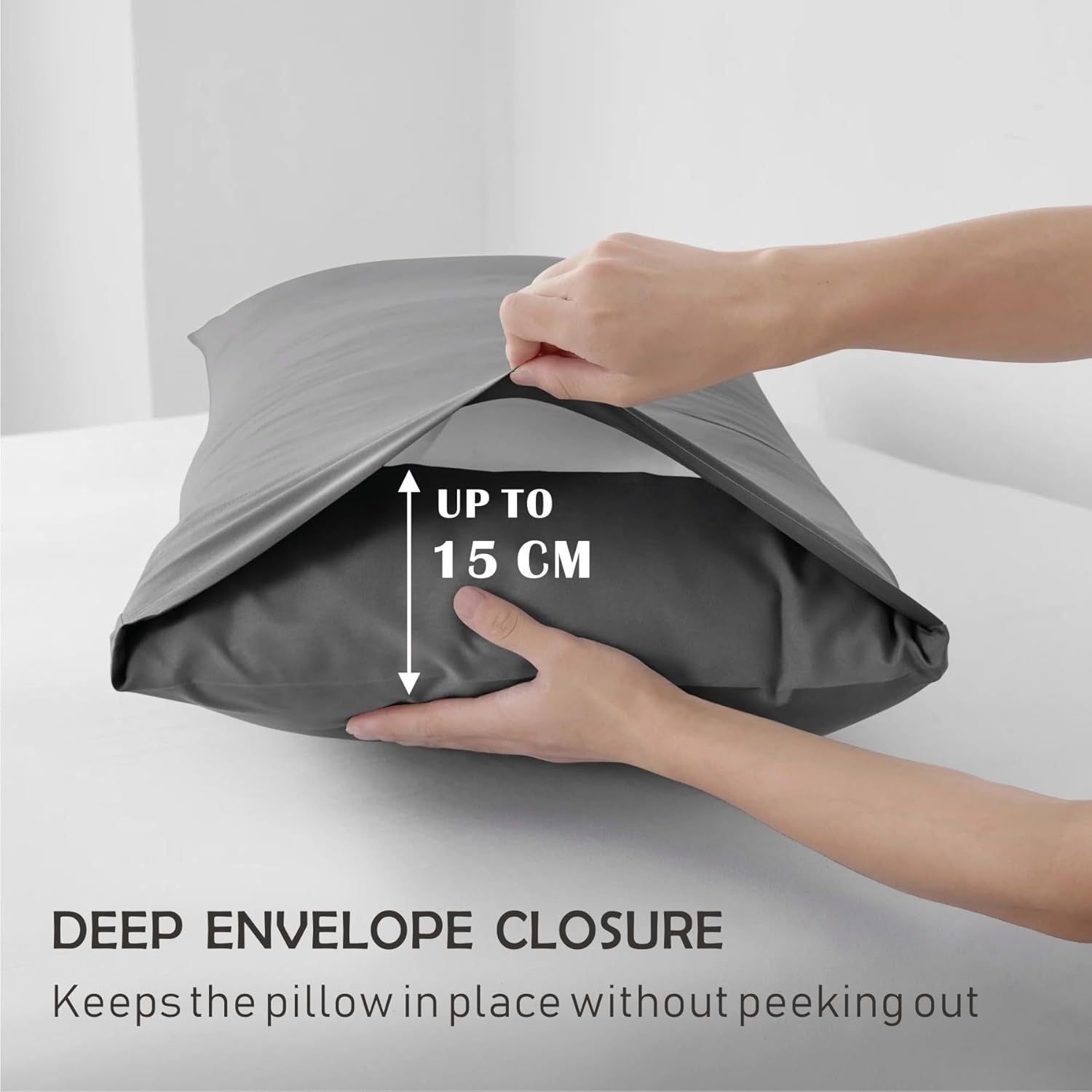 3 Piece Fitted Sheet Set- Fitted Sheet & Pillowcases -Breathable Bedding - Wrinkle, Fade, Stain Resistant- 40cm Deep Pocket Fitted Bed Sheet Set(Grey,King)
