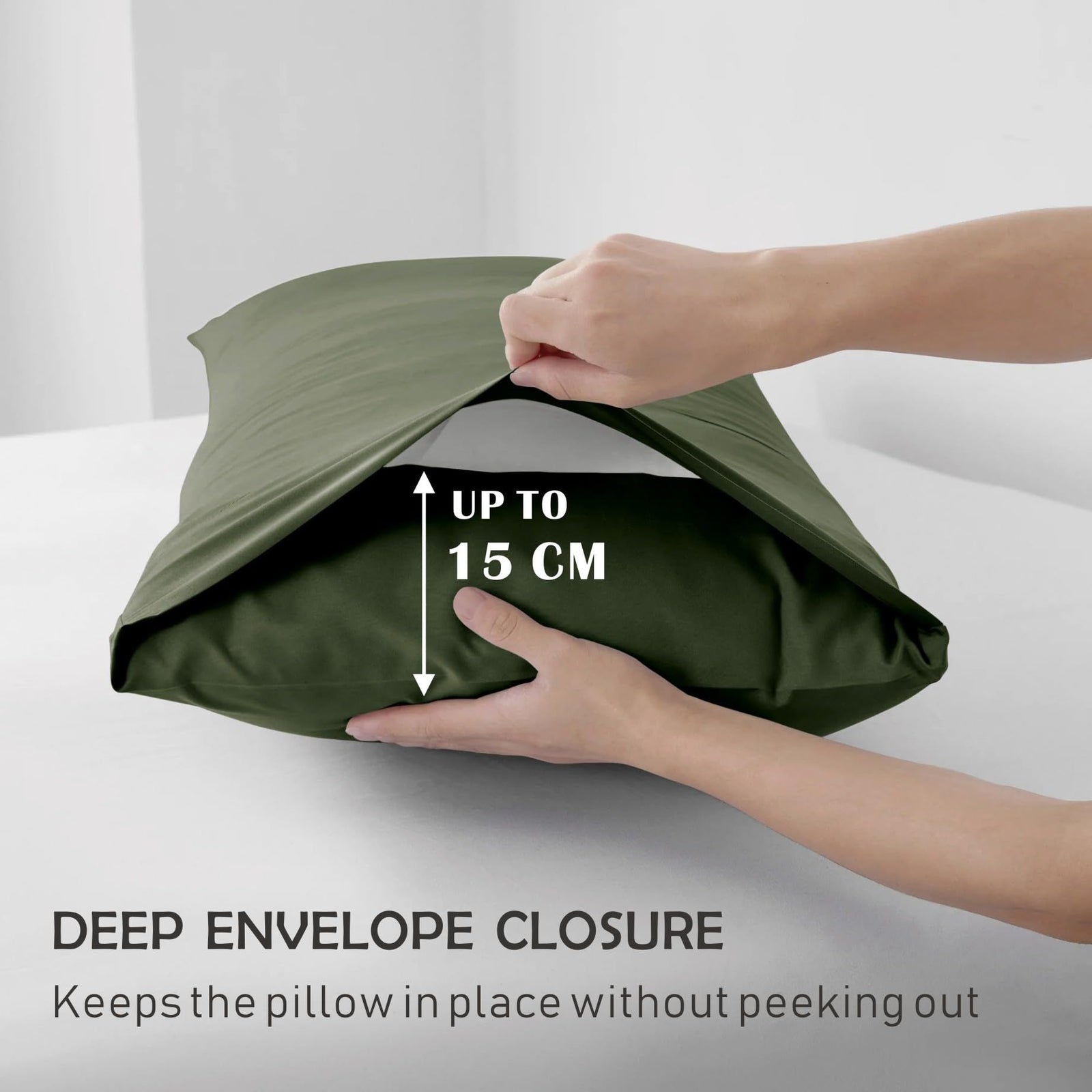 3 Piece Fitted Sheet Set- Fitted Sheet & Pillowcases -Breathable Bedding - Wrinkle, Fade, Stain Resistant- 40cm Deep Pocket Fitted Bed Sheet Set(Olive green,King)