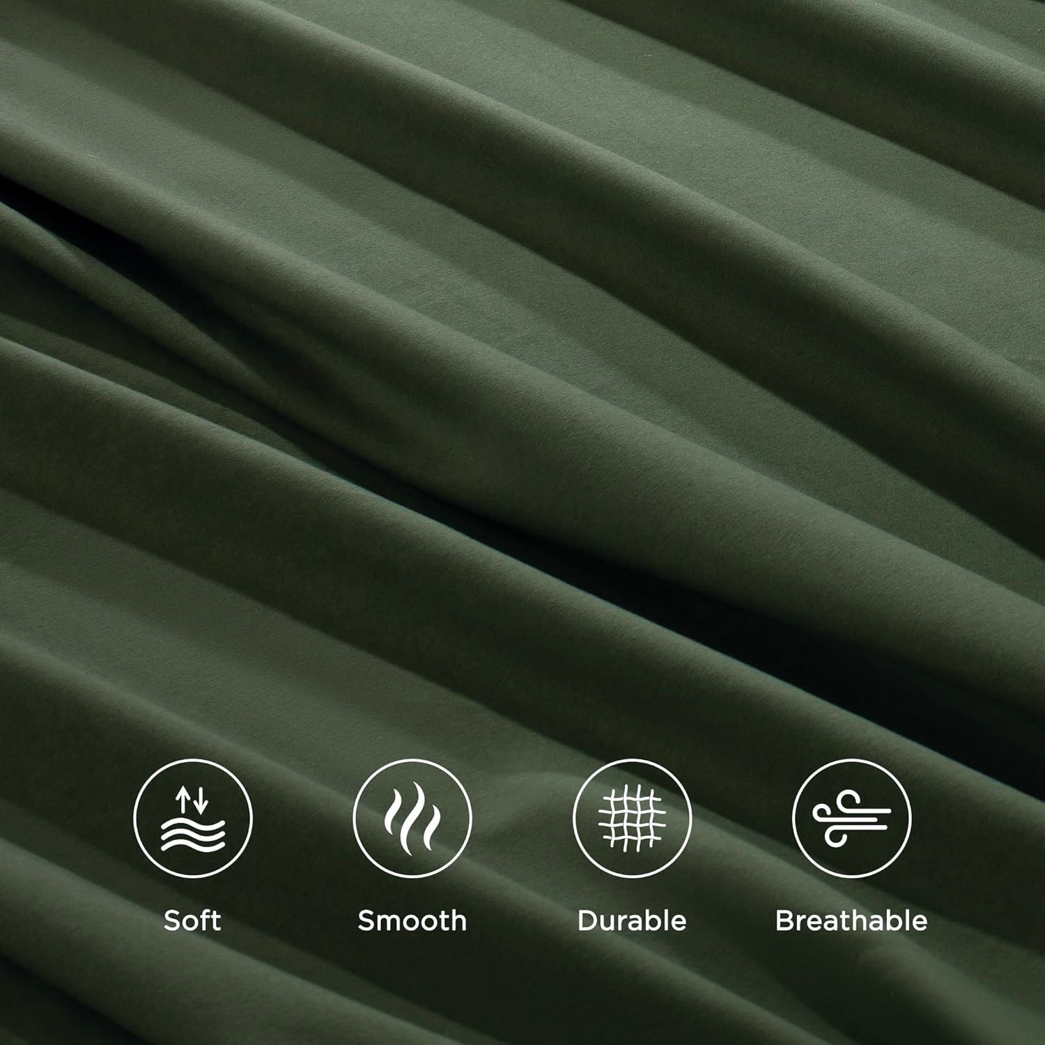 4 Piece Bed Sheet Set- Bedding Sheets & Pillowcases -Breathable Bedding - Wrinkle, Fade, Stain Resistant-Deep Pocket Flat Fitted Bed Sheet Set(Olive green,King)