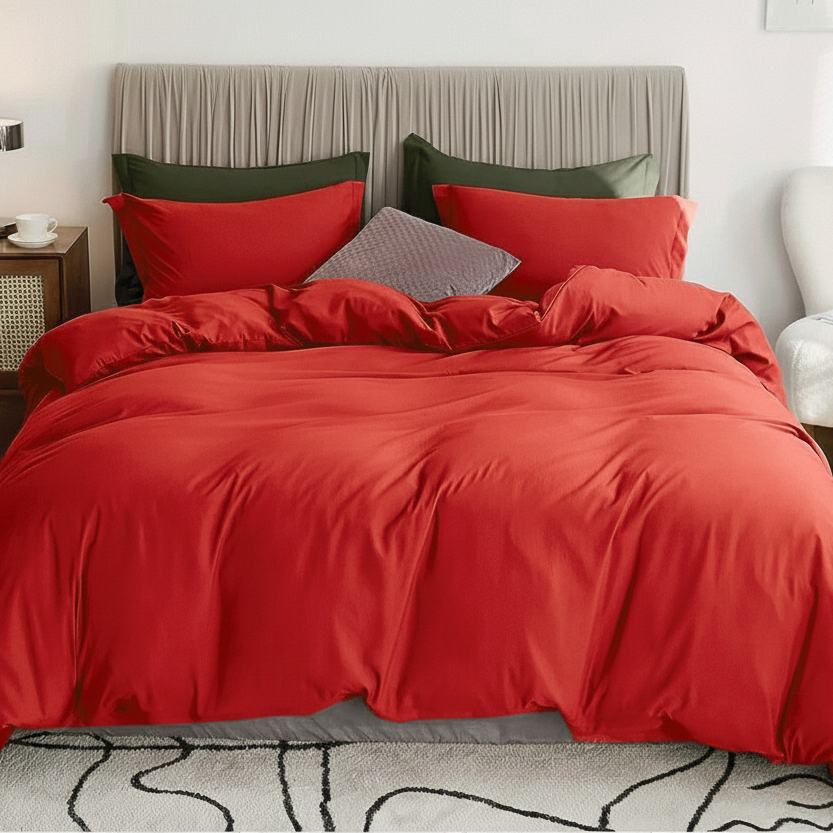 King Single 2-Piece 2000TC Microfibre Quilt Cover Set Red