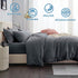 2 Piece Hotel Soft Microfiber Quilt Cover Set-2000TC Duvet/Donna Cover Set & Pillowcases -1 Quilt Cover Zipper Closure & 1 x Pillowcases-Breathable Bedding - Wrinkle, Fade, Stain Resistant(Dark gray,King Single)