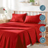 3 Piece Bed Sheet Set- Bedding Sheets & Pillowcases -Breathable Bedding - Wrinkle, Fade, Stain Resistant-Deep Pocket Flat Fitted Bed Sheet Set(Red,King Single)