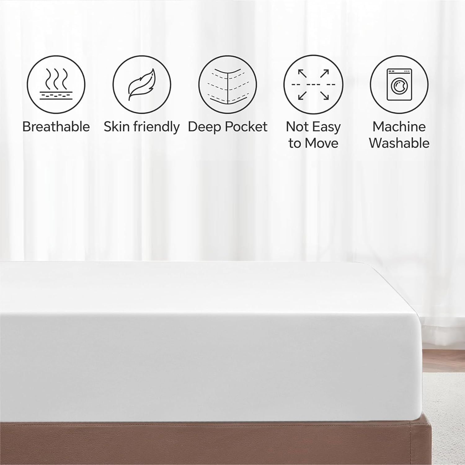 Hotel Quality Fitted Sheet - 1 Piece Fitted Sheet  -Breathable Bedding - Wrinkle, Fade, Stain Resistant- 16inch/40cm Deep Pocket Fitted Bed Sheet-Wrinkle and Fade Resistant,(White,King Single)