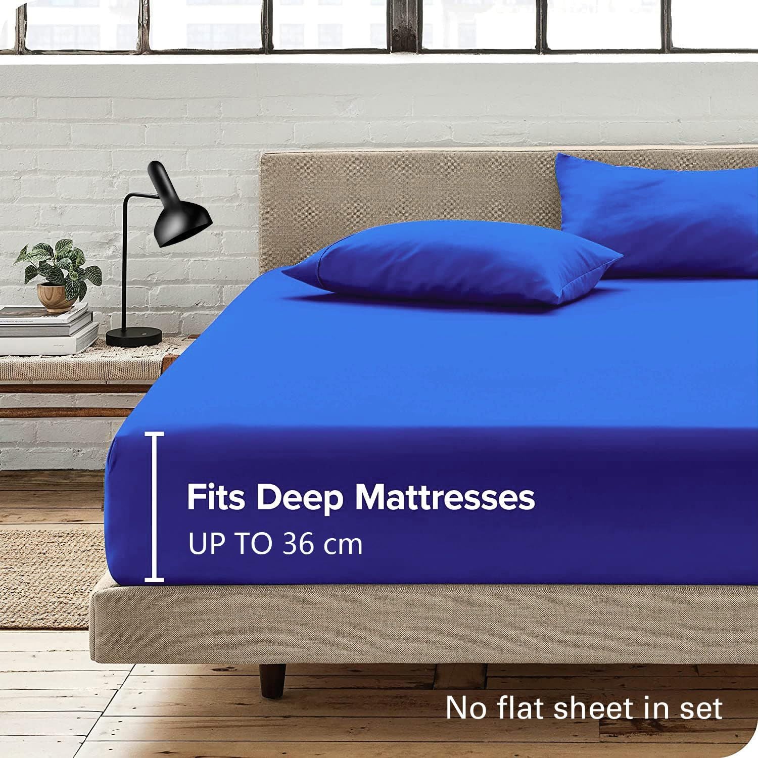Hotel Quality Fitted Sheet - 1 Piece Fitted Sheet  -Breathable Bedding - Wrinkle, Fade, Stain Resistant- 16inch/40cm Deep Pocket Fitted Bed Sheet-Wrinkle and Fade Resistant,(Royal blue,King Single)