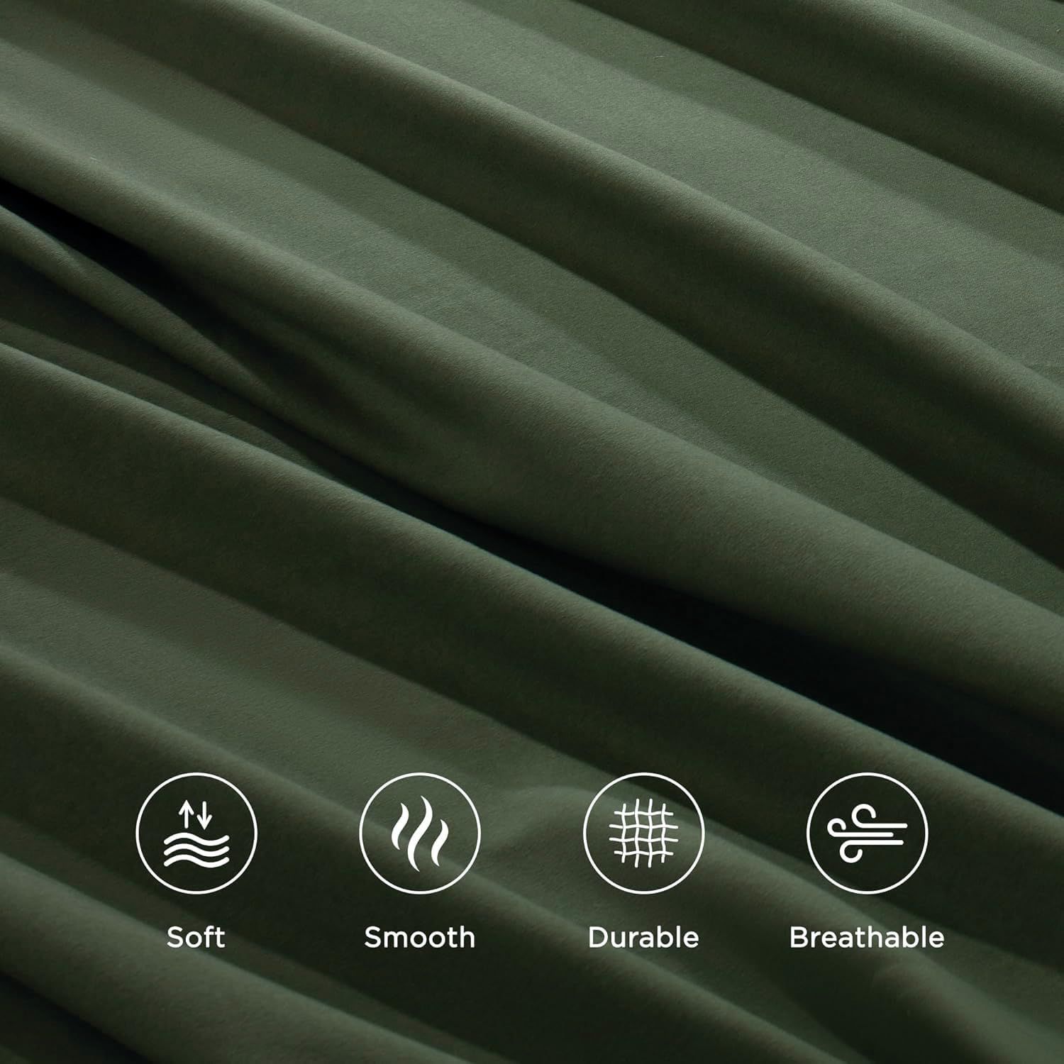 Hotel Quality Fitted Sheet - 1 Piece Fitted Sheet  -Breathable Bedding - Wrinkle, Fade, Stain Resistant- 16inch/40cm Deep Pocket Fitted Bed Sheet-Wrinkle and Fade Resistant,(Olive green,King Single)