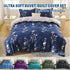 3 Piece Hotel Soft Microfiber Quilt Cover Set-2000TC Duvet/Donna Cover Set & Pillowcases -1 Quilt Cover Zipper Closure & 1 x Pillowcases-Breathable Bedding - Wrinkle, Fade, Stain Resistant(Navy Floral,Queen)