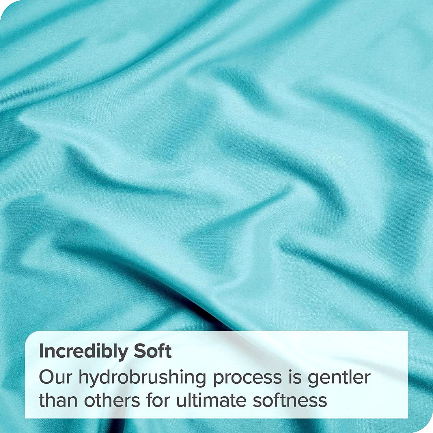 3 Piece Fitted Sheet Set- Fitted Sheet & Pillowcases -Breathable Bedding - Wrinkle, Fade, Stain Resistant- 40cm Deep Pocket Fitted Bed Sheet Set(Ice blue,Queen)