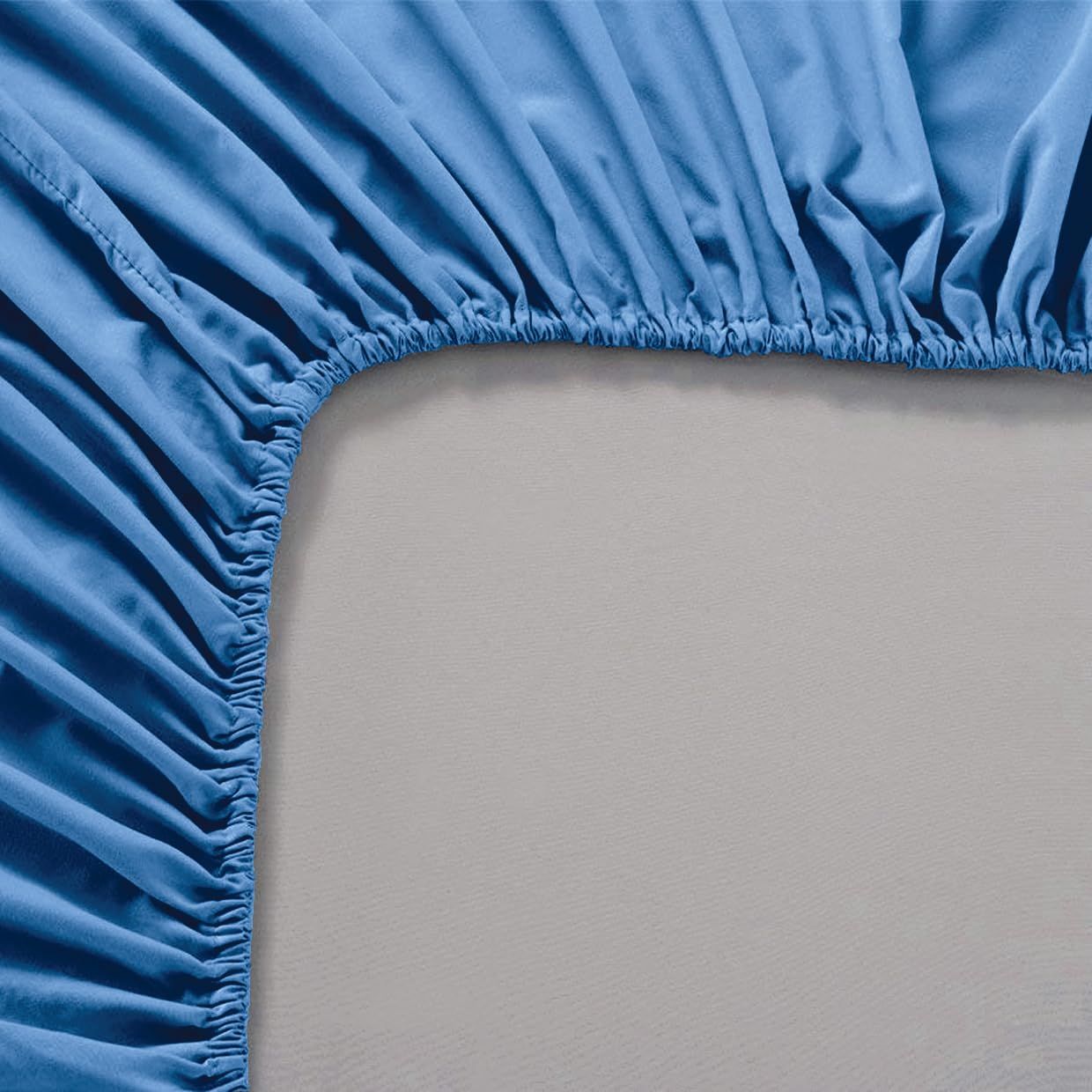 3 Piece Fitted Sheet Set- Fitted Sheet & Pillowcases -Breathable Bedding - Wrinkle, Fade, Stain Resistant- 40cm Deep Pocket Fitted Bed Sheet Set(Ocean,Queen)