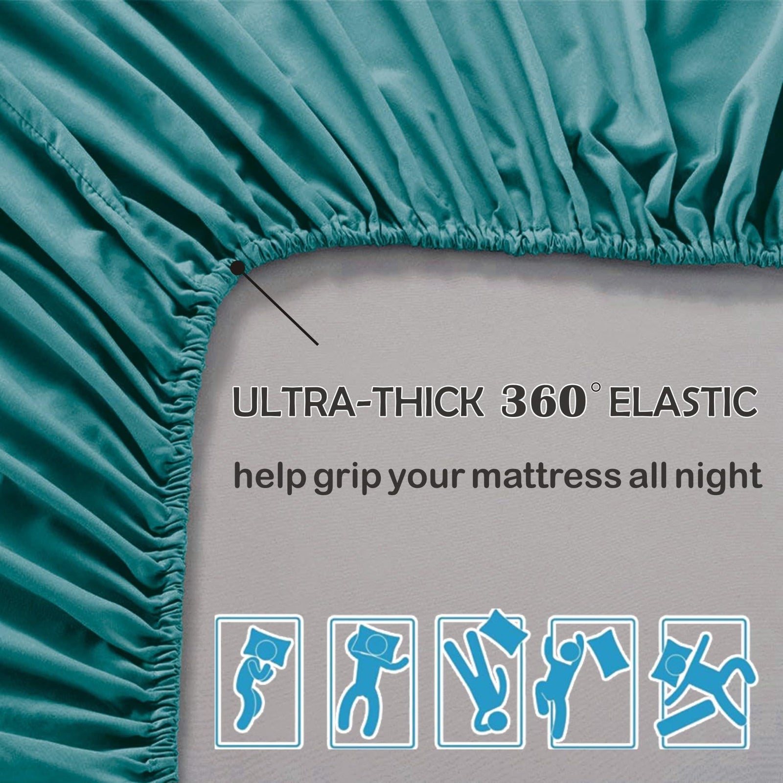 3 Piece Fitted Sheet Set- Fitted Sheet & Pillowcases -Breathable Bedding - Wrinkle, Fade, Stain Resistant- 40cm Deep Pocket Fitted Bed Sheet Set(Biscay blue,Queen)