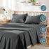 4 Piece Bed Sheet Set- Bedding Sheets & Pillowcases -Breathable Bedding - Wrinkle, Fade, Stain Resistant-Deep Pocket Flat Fitted Bed Sheet Set(Dark gray,Queen)