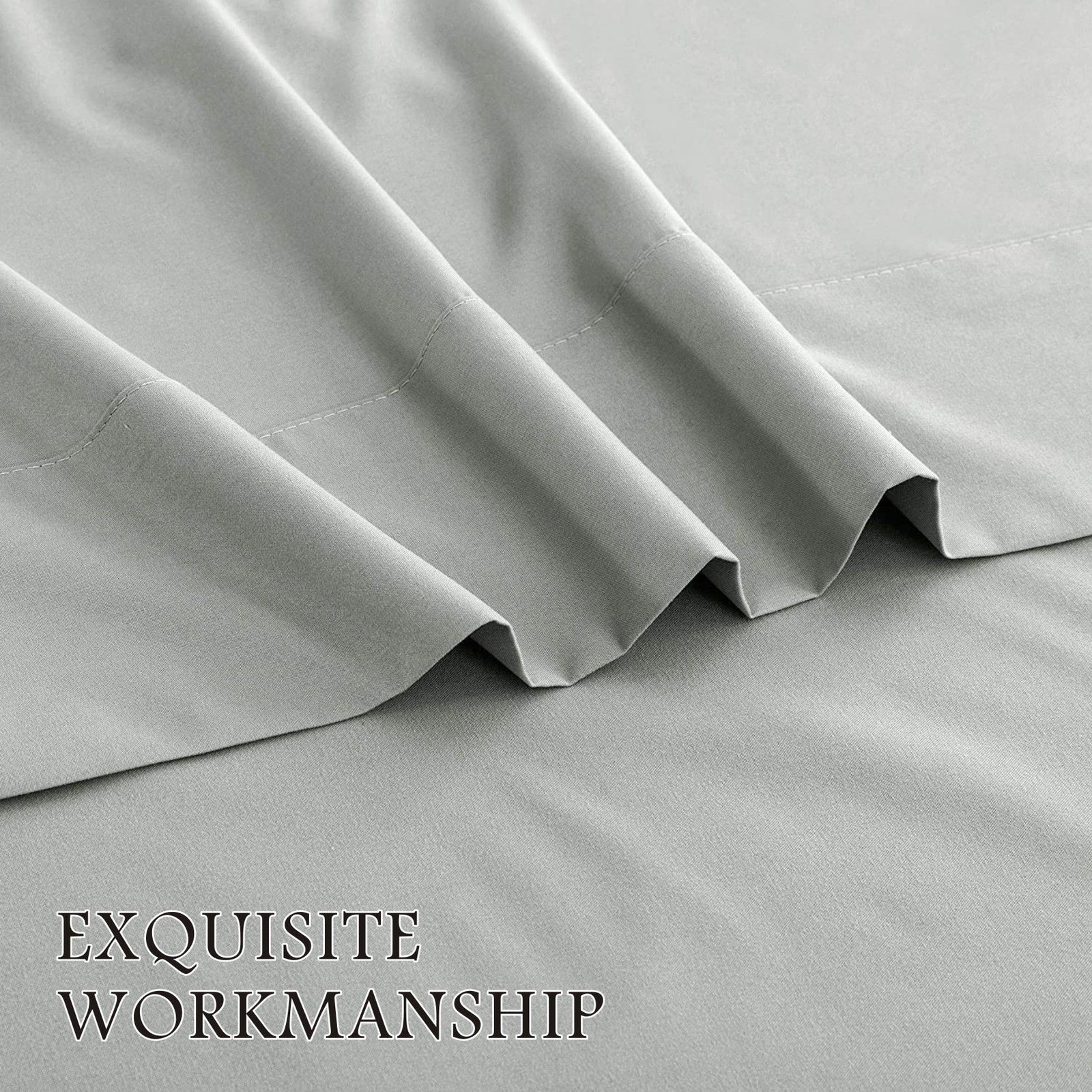 4 Piece Bed Sheet Set- Bedding Sheets & Pillowcases -Breathable Bedding - Wrinkle, Fade, Stain Resistant-Deep Pocket Flat Fitted Bed Sheet Set(Silver-gray,Queen)