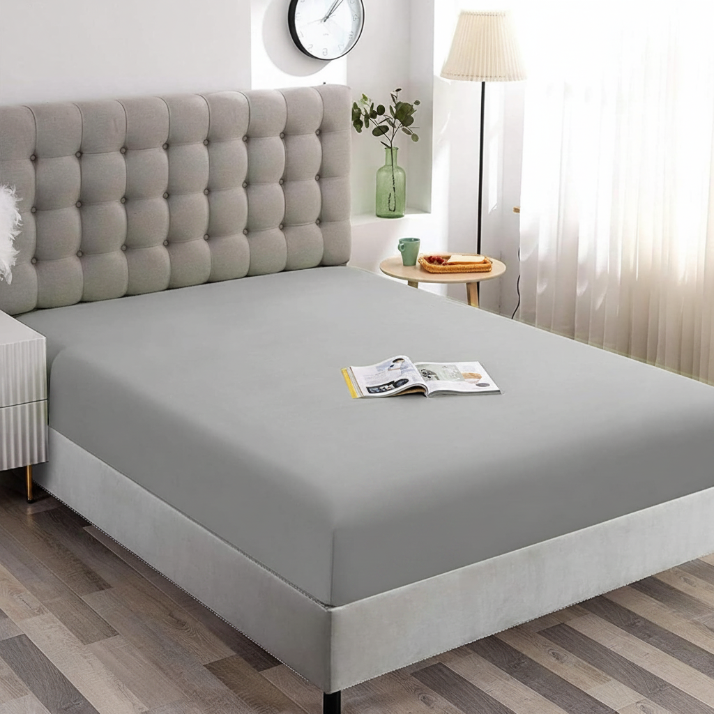 King Single Fitted Sheet 40cm Deep Pocket Microfiber Silver Grey