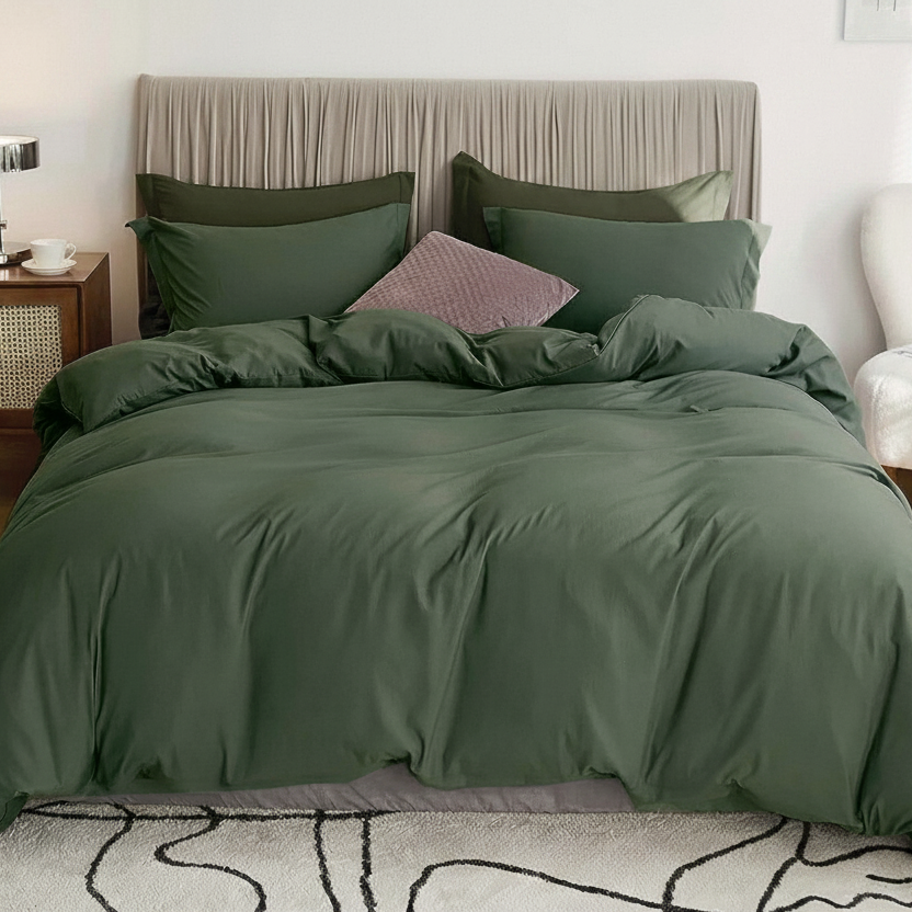 Single 2-Piece 2000TC Microfibre Quilt Cover Set Olive Green