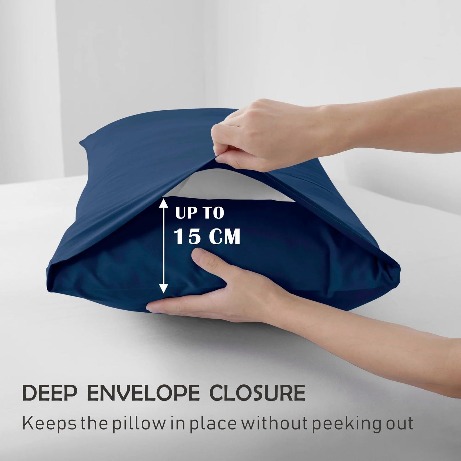 2 Piece Fitted Sheet Set- Fitted Sheet & Pillowcases -Breathable Bedding - Wrinkle, Fade, Stain Resistant- 40cm Deep Pocket Fitted Bed Sheet Set(Navy,Single)