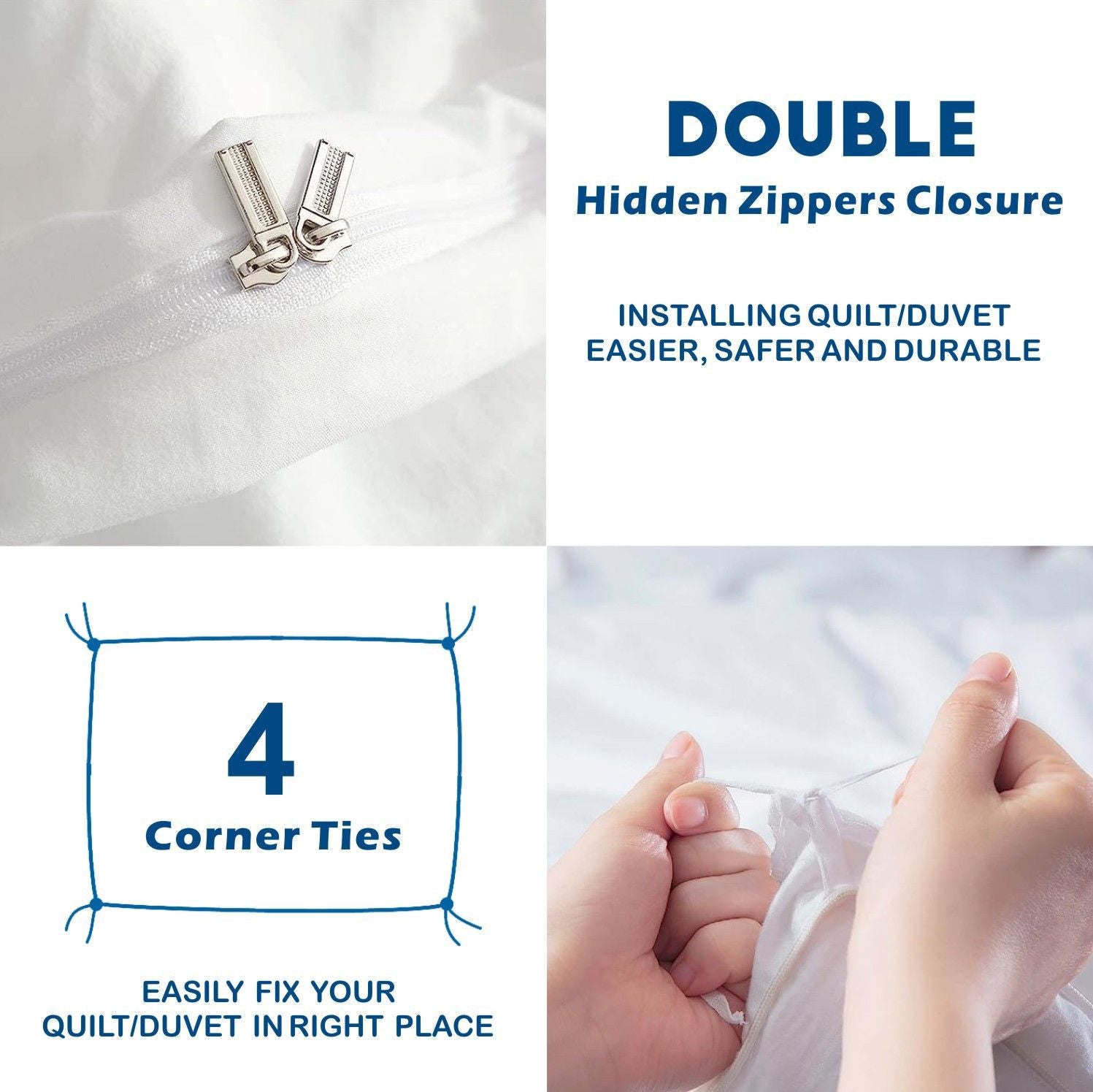 3 Piece Hotel Soft Microfiber Quilt Cover Set-2000TC Duvet/Donna Cover Set & Pillowcases -1 Quilt Cover Zipper Closure & 1 x Pillowcases-Breathable Bedding - Wrinkle, Fade, Stain Resistant(White,Super King)