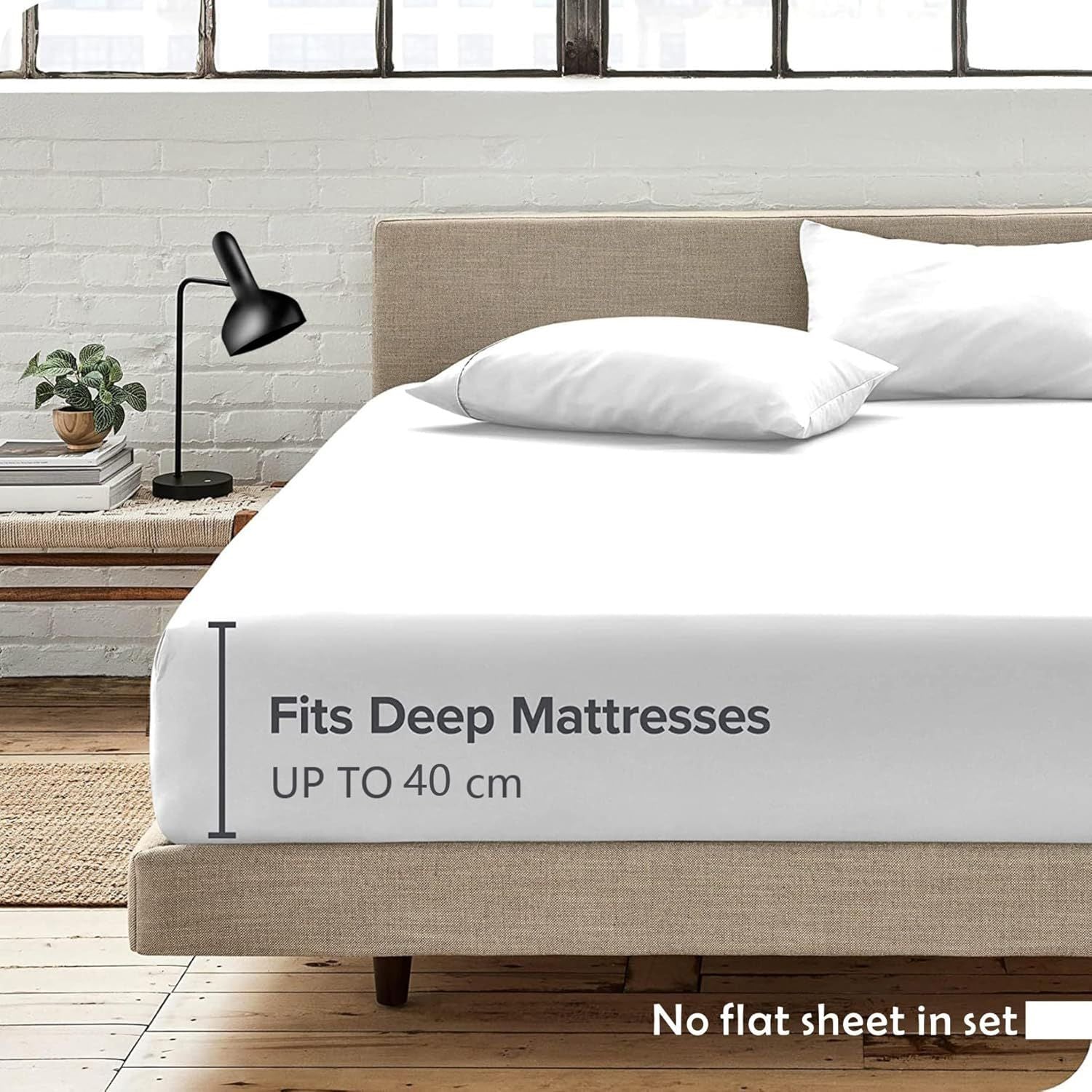3 Piece Fitted Sheet Set- Fitted Sheet & Pillowcases -Breathable Bedding - Wrinkle, Fade, Stain Resistant- 40cm Deep Pocket Fitted Bed Sheet Set(White,Super King)