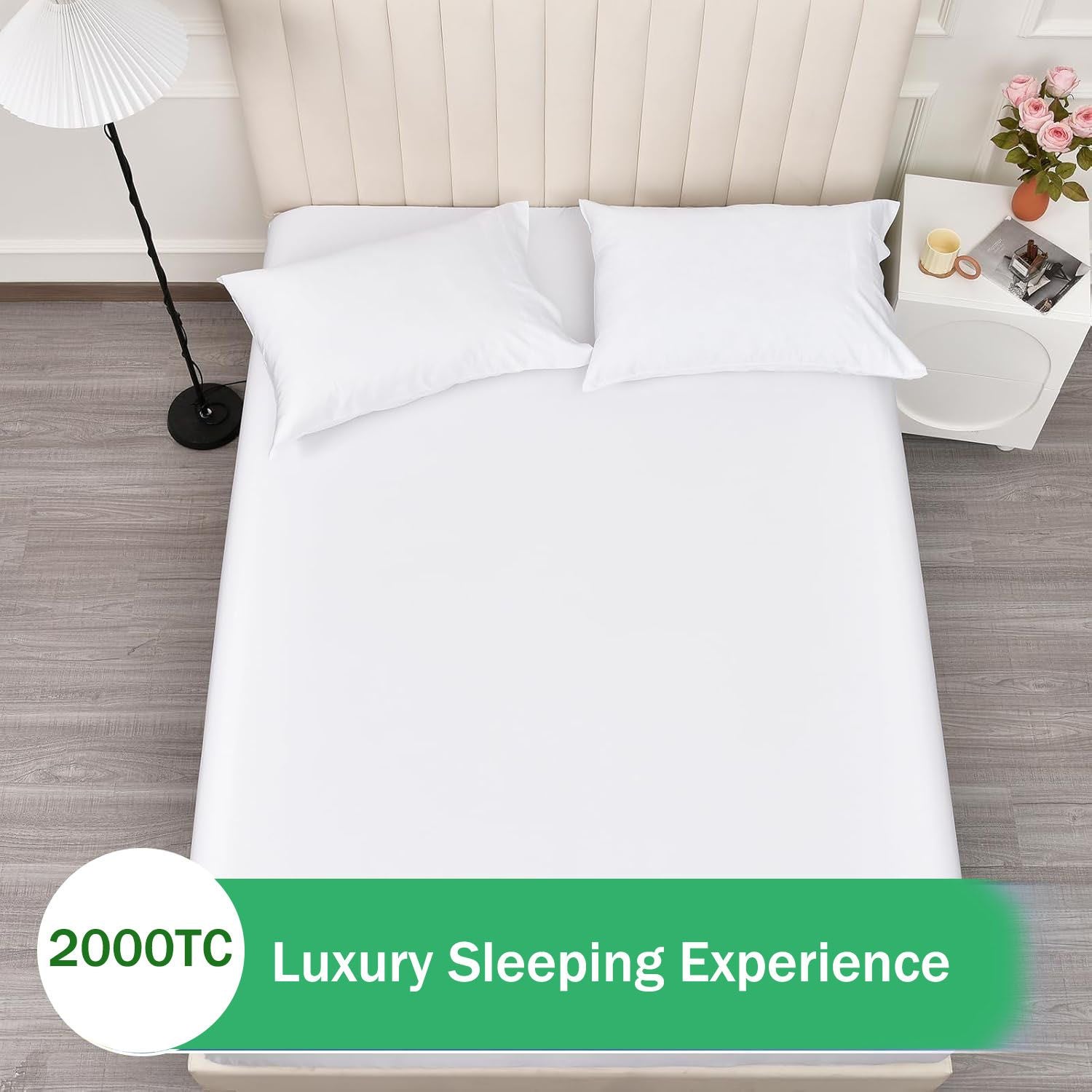3 Piece Fitted Sheet Set- Fitted Sheet & Pillowcases -Breathable Bedding - Wrinkle, Fade, Stain Resistant- 40cm Deep Pocket Fitted Bed Sheet Set(Raw white,Super King)