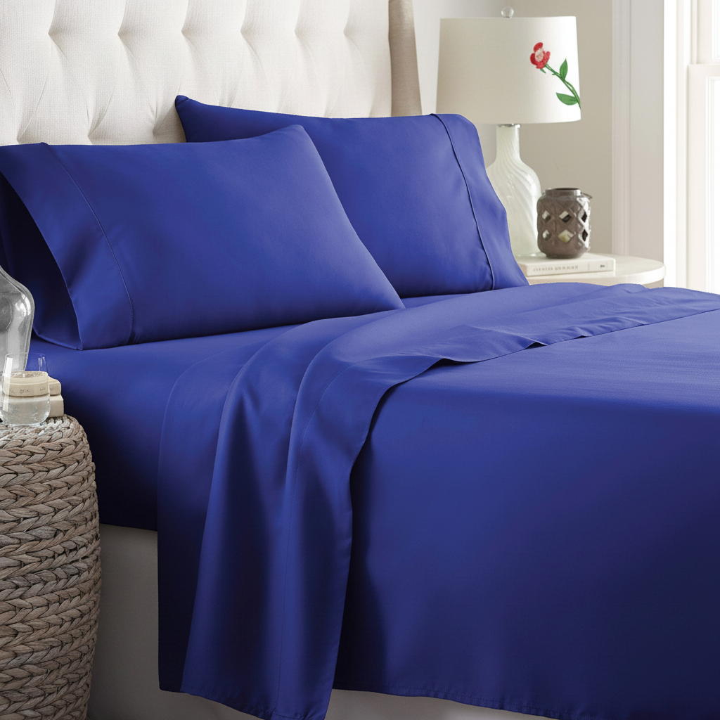 Single Bed Sheet Set 3PC 2000TC Microfiber Deep Pocket Royal Blue