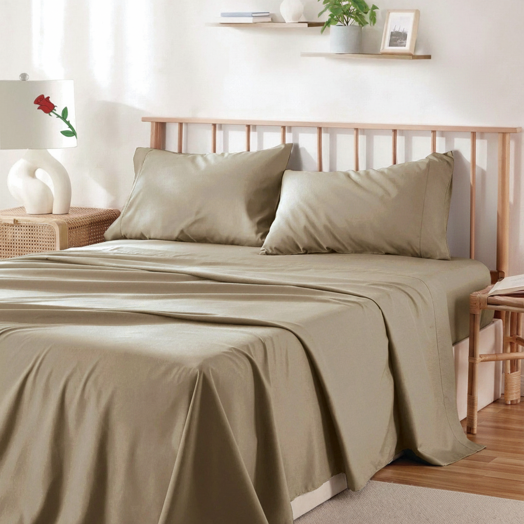Super King Bed Sheet Set 4PC 2000TC Microfiber Deep Pocket Cream White