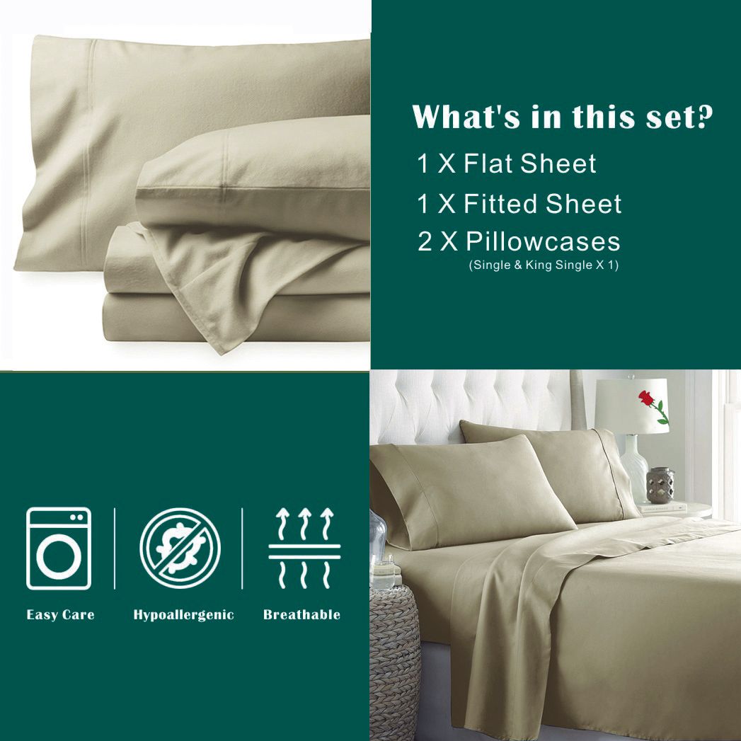 4 Piece Bed Sheet Set- Bedding Sheets & Pillowcases -Breathable Bedding - Wrinkle, Fade, Stain Resistant-Deep Pocket Flat Fitted Bed Sheet Set(Cream White,Super King)