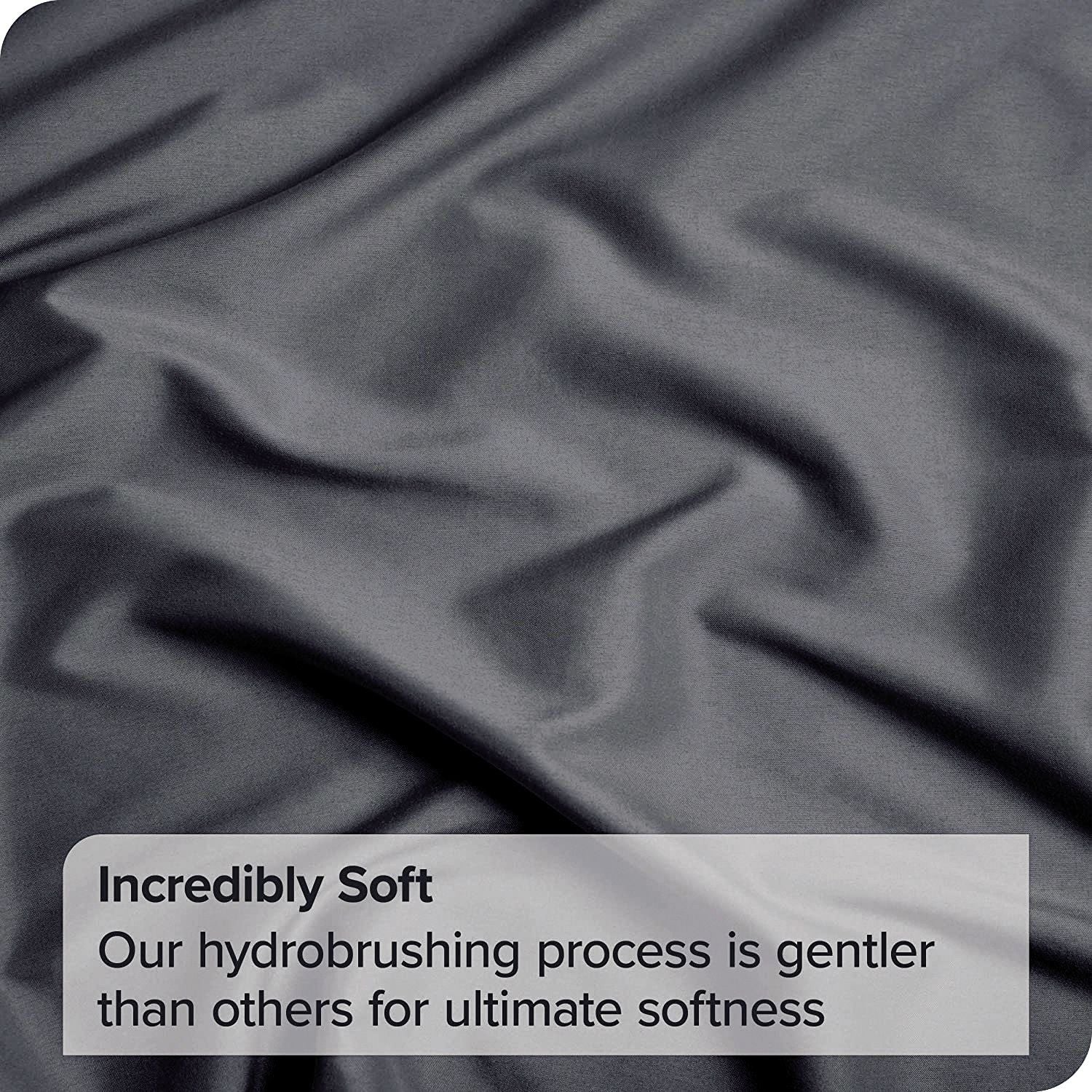 4 Piece Bed Sheet Set- Bedding Sheets & Pillowcases -Breathable Bedding - Wrinkle, Fade, Stain Resistant-Deep Pocket Flat Fitted Bed Sheet Set(Dark gray,Super King)