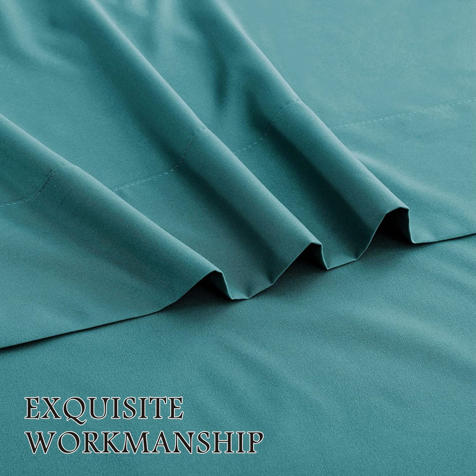 4 Piece Bed Sheet Set- Bedding Sheets & Pillowcases -Breathable Bedding - Wrinkle, Fade, Stain Resistant-Deep Pocket Flat Fitted Bed Sheet Set(Biscay blue,Super King)