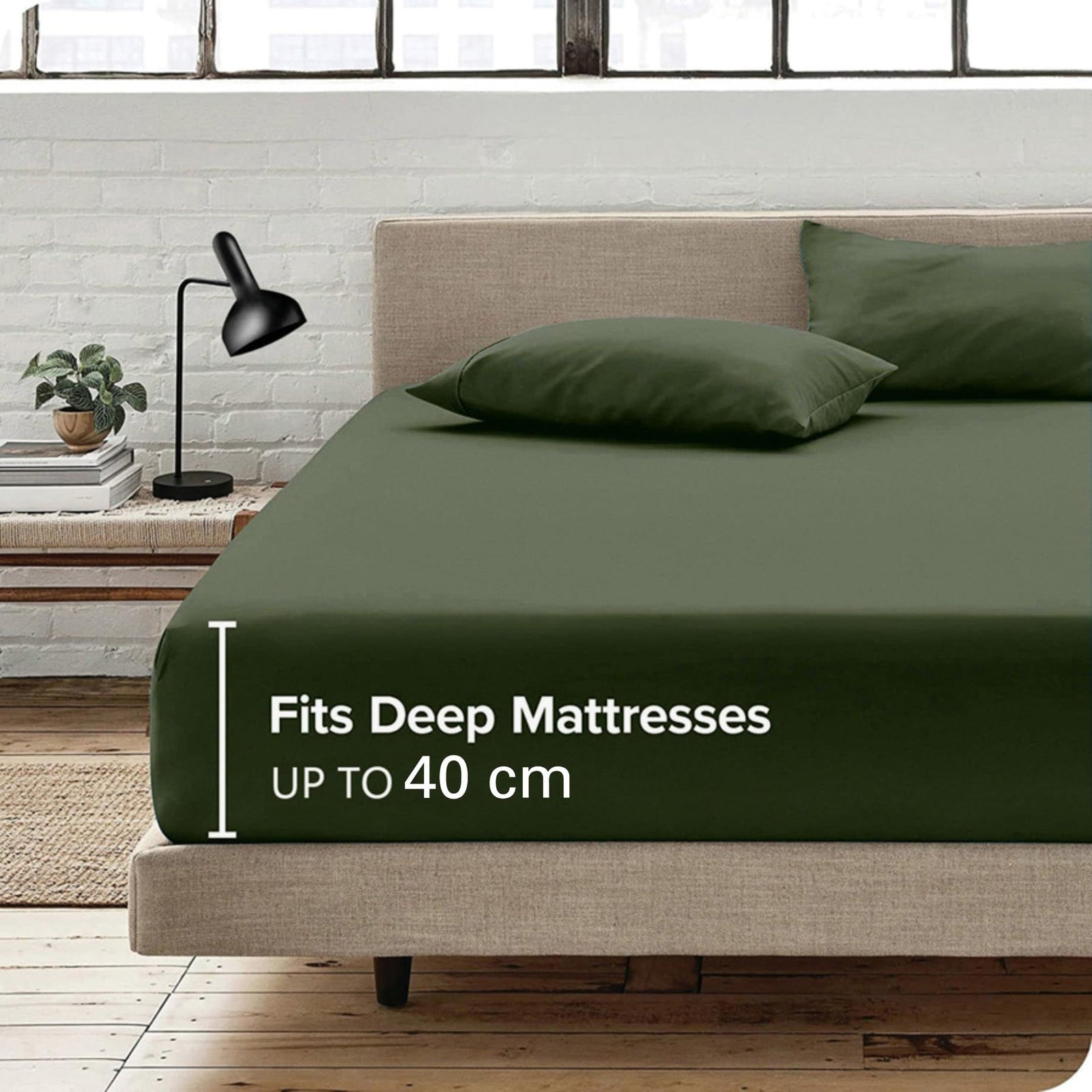 Hotel Quality Fitted Sheet - 1 Piece Fitted Sheet  -Breathable Bedding - Wrinkle, Fade, Stain Resistant- 16inch/40cm Deep Pocket Fitted Bed Sheet-Wrinkle and Fade Resistant,(Olive green,Super King)