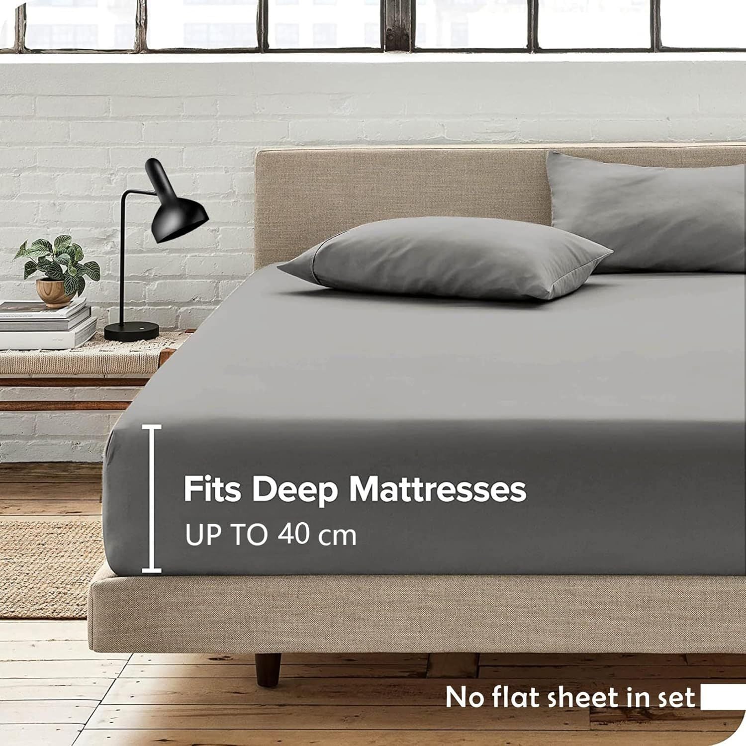 Hotel Quality Fitted Sheet - 1 Piece Fitted Sheet  -Breathable Bedding - Wrinkle, Fade, Stain Resistant- 16inch/40cm Deep Pocket Fitted Bed Sheet-Wrinkle and Fade Resistant,(Dark gray,Super King)