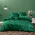Satin Quilt cover Set Hotel 3 Pieces Quilt cover with Pillowcase, Art Silk Bedding Set-Luxury Soft Silky pillowcase for Hair and Skin, Similar to Silk Duvet/Donna Cover Set- 3 Pieces(Double,Green)