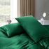 Satin Quilt cover Set Hotel 3 Pieces Quilt cover with Pillowcase, Art Silk Bedding Set-Luxury Soft Silky pillowcase for Hair and Skin, Similar to Silk Duvet/Donna Cover Set- 3 Pieces(Double,Green)