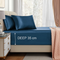 Satin Fitted Sheet Set Hotel 3 Pieces Fitted Sheet with Pillowcase, Art Silk Bedding Set-Luxury Soft Silky Sheets for Hair and Skin, Similar to Silk Fitted Sheets Set 3 Pieces(Double,Navy)