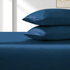 Satin Fitted Sheet Set Hotel 3 Pieces Fitted Sheet with Pillowcase, Art Silk Bedding Set-Luxury Soft Silky Sheets for Hair and Skin, Similar to Silk Fitted Sheets Set 3 Pieces(Double,Navy)