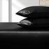 Satin Fitted Sheet Set Hotel 3 Pieces Fitted Sheet with Pillowcase, Art Silk Bedding Set-Luxury Soft Silky Sheets for Hair and Skin, Similar to Silk Fitted Sheets Set 3 Pieces(King,Black)