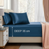 Satin Fitted Sheet Set Hotel 3 Pieces Fitted Sheet with Pillowcase, Art Silk Bedding Set-Luxury Soft Silky Sheets for Hair and Skin, Similar to Silk Fitted Sheets Set 3 Pieces(King,Navy)