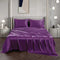 Art Silk Satin Sheet Set Hotel 4 Pieces Fitted/Flat Sheet Bedding Set-Luxury Soft Silky Sheets for Hair and Skin, Similar to Silk Bed Sheets Set 4 Pieces(King,Purple)