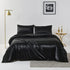 Satin Quilt cover Set Hotel 3 Pieces Quilt cover with Pillowcase, Art Silk Bedding Set-Luxury Soft Silky pillowcase for Hair and Skin, Similar to Silk Duvet/Donna Cover Set- 3 Pieces(Queen,Black)