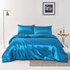 Satin Quilt cover Set Hotel 3 Pieces Quilt cover with Pillowcase, Art Silk Bedding Set-Luxury Soft Silky pillowcase for Hair and Skin, Similar to Silk Duvet/Donna Cover Set- 3 Pieces(Queen,Ocean)